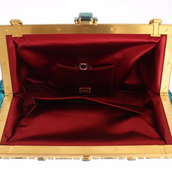 Dolce & Gabbana-Blue Clear Crystal Gold Evening purse - Picture 5 of 6